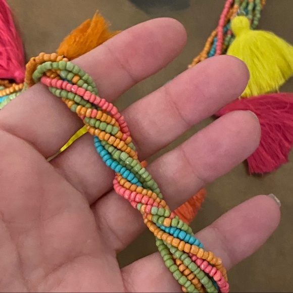 ANTHROPOLOGIE BEADED Tassel Necklace Turquoise - Picture 2 of 4